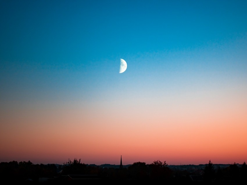 Moon Evening City Sky Horizon Background