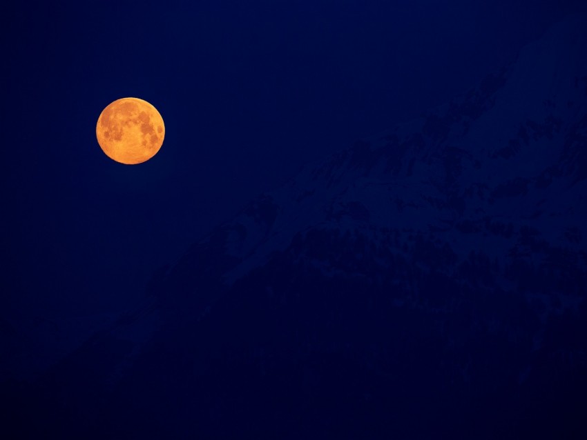 Moon Full Moon Night Mountains Darkness Background