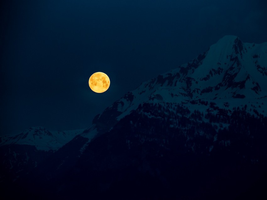 Moon Mountains Night Full Moon Moonlight Background