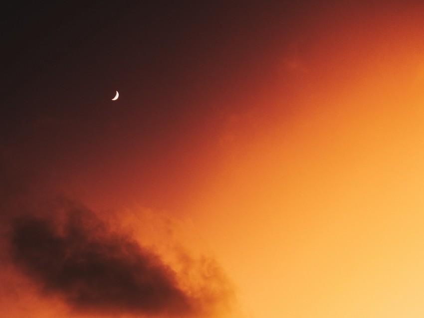 Moon Sky Clouds Sunset Twilight Background