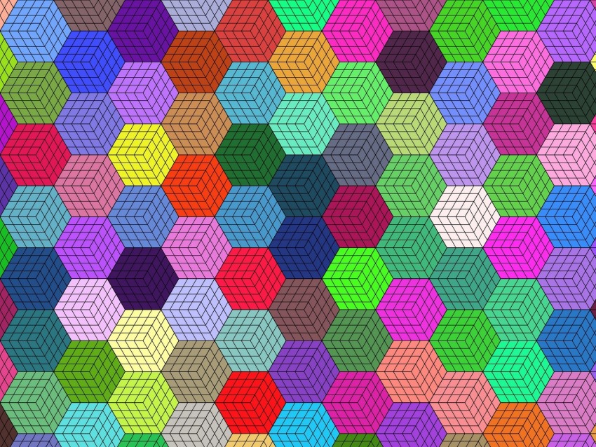 Mosaic Colorful Hexagons Geometric Texture Background