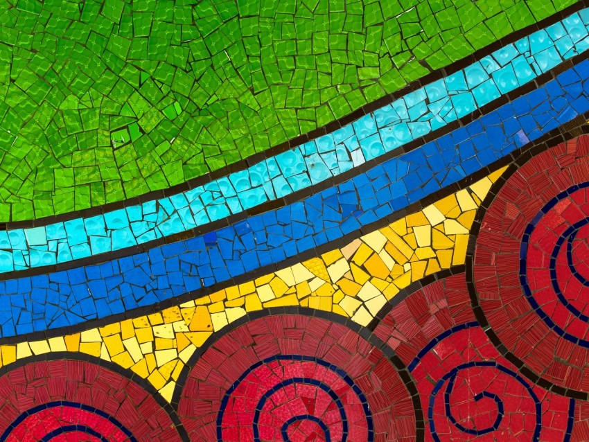 mosaic, colorful, patterns, wall, details