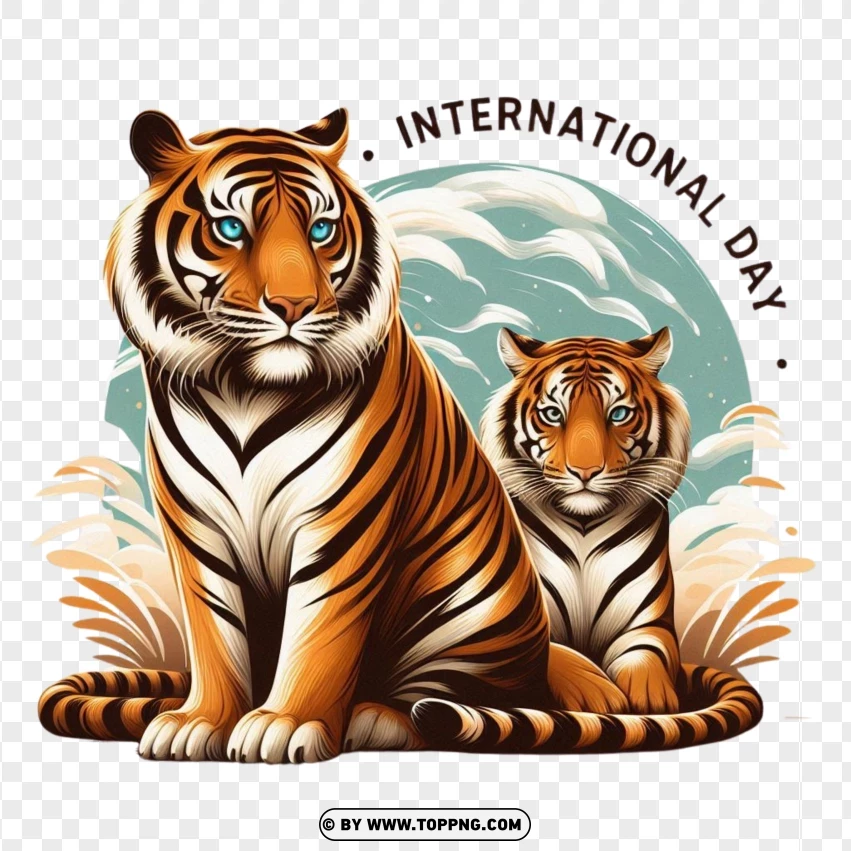 Mother And Cub Tigers Heartwarming International Tiger Day PNG Transparent Background