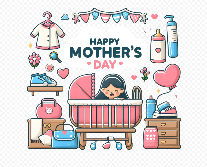 Mothers Day Baby Products Illustration PNG Transparent Background