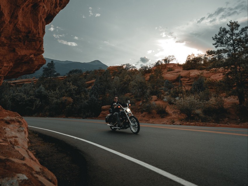 Motorcycle Bike Biker Rider Road Rocks Background