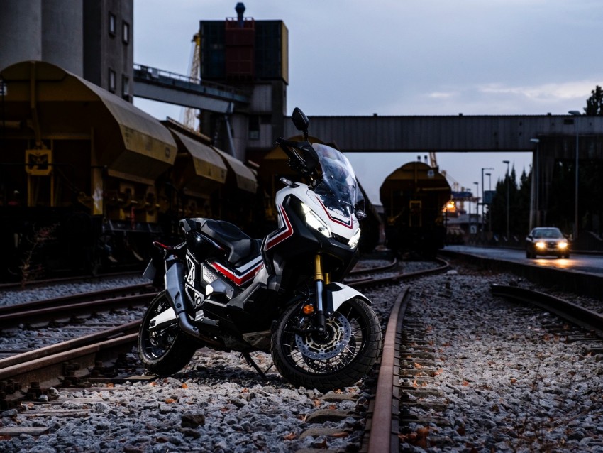 motorcycle, bike, rails, sports, railway, station