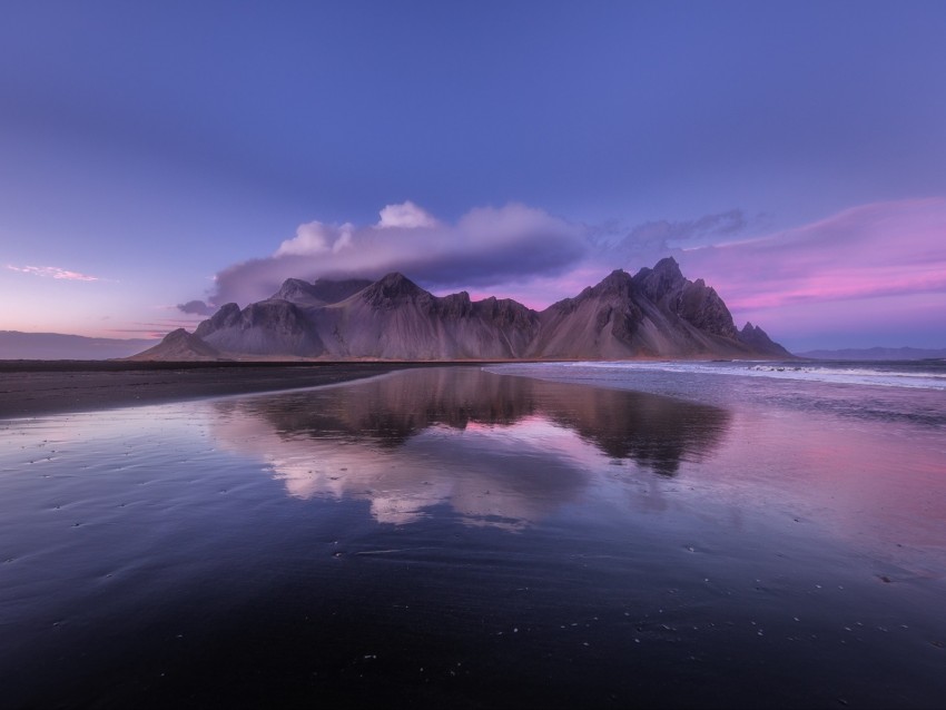 Mountain Clouds Coast Iceland Background