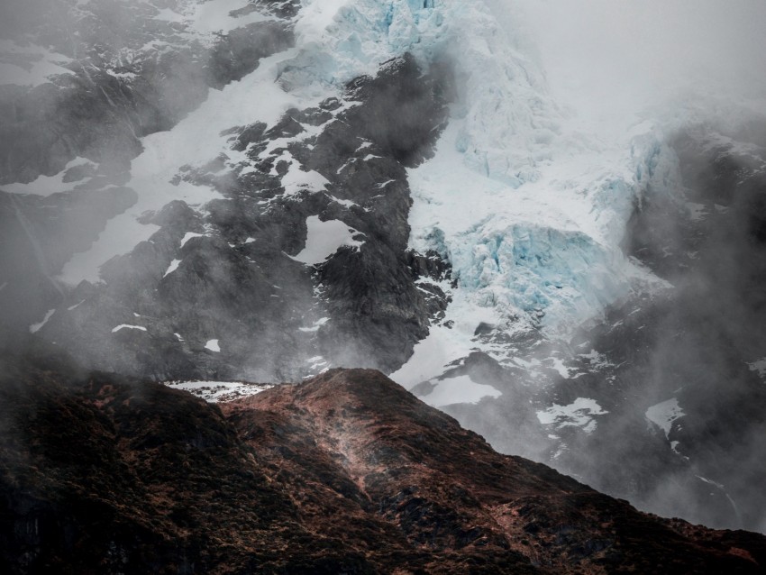 Mountain Glacier Fog Ice Relief Background