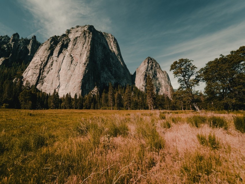 mountain, grass, field, valley