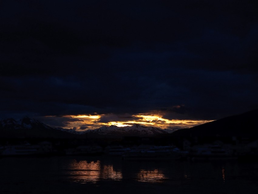 mountain, lake, night, sky, argentina