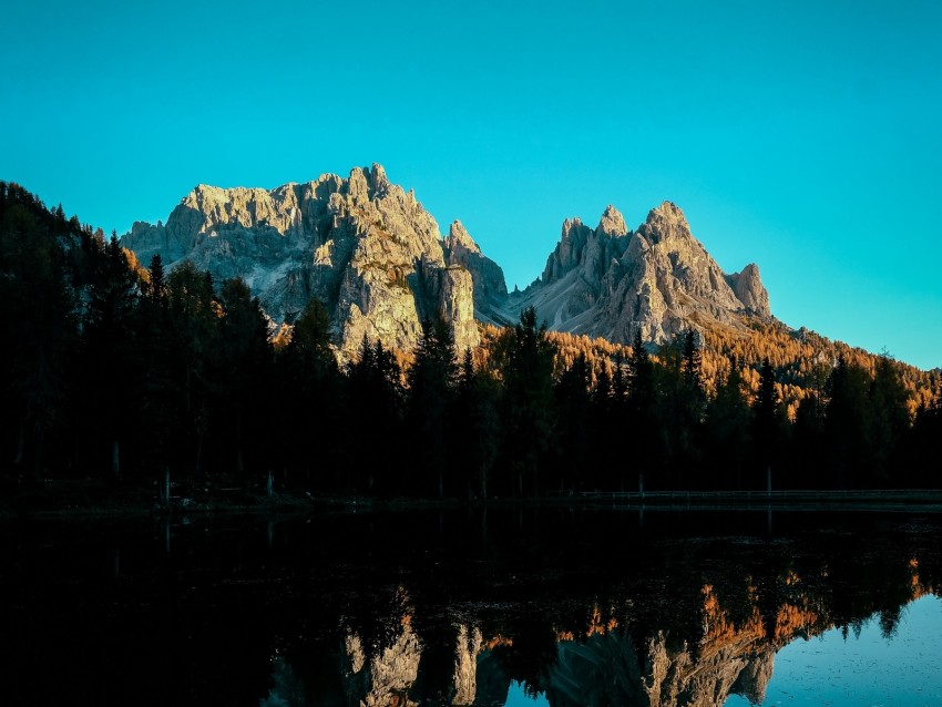 Mountain Lake Sky Shadows Reflection Background