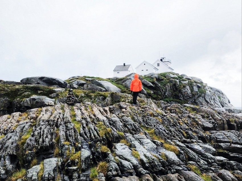 mountain, man, hill, winter, norway