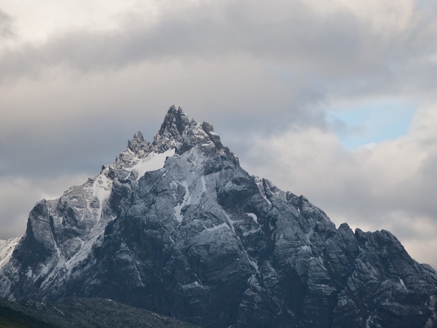 mountain, peak, clouds, landscape