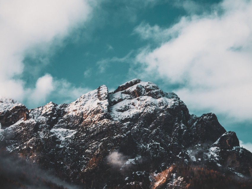 Mountain Peak Snow Clouds Sky Italy Background