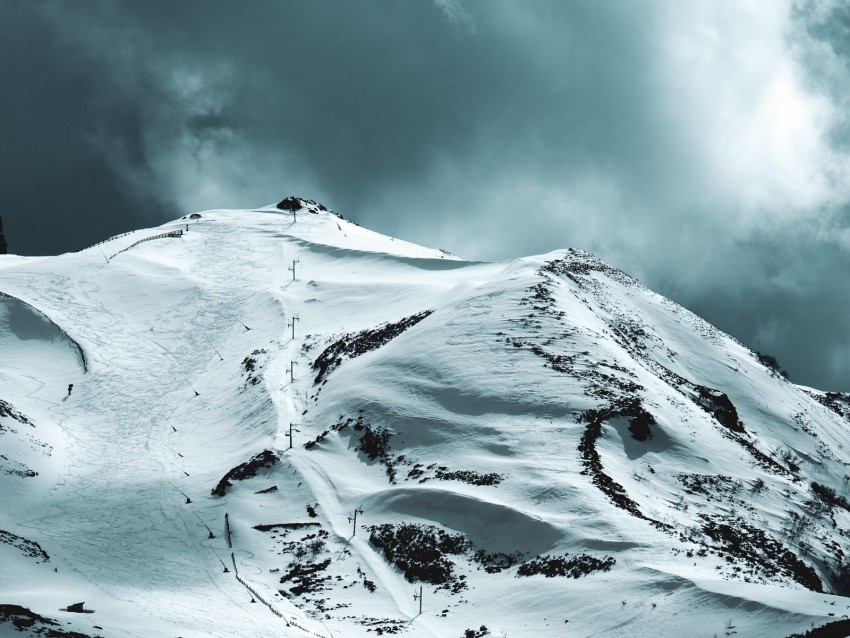 Mountain Peak Snow Sky Cloudy Background