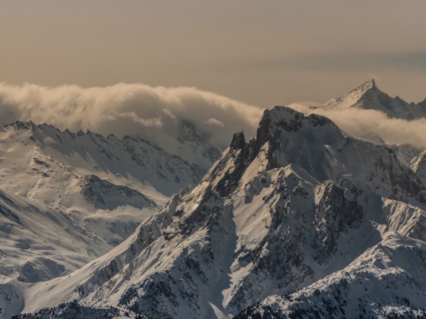 mountain, peak, snow, snowy, twilight, france