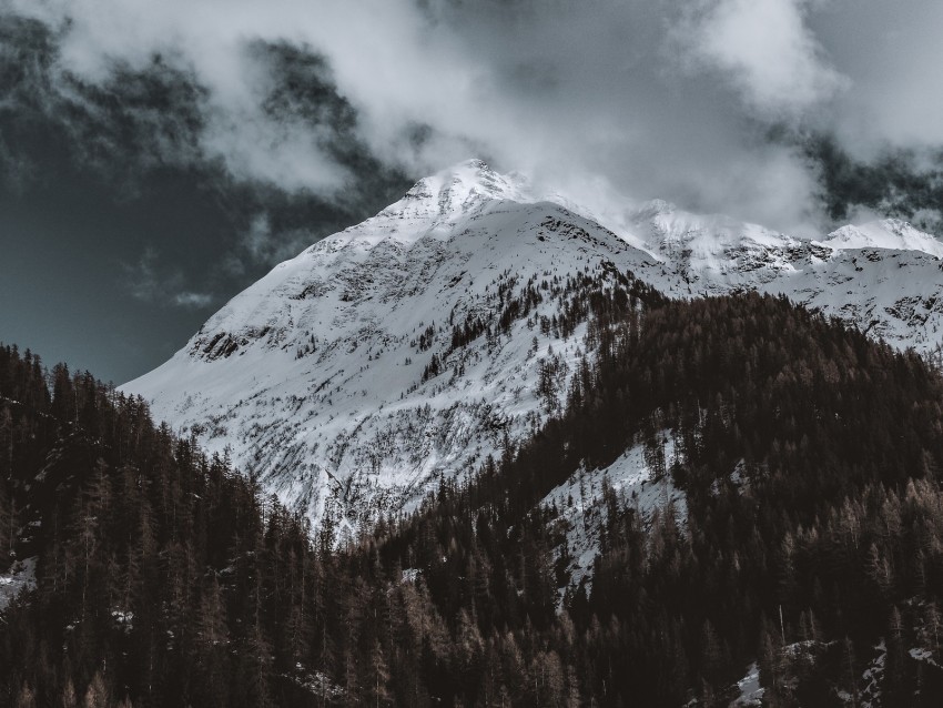 Mountain Peak Snowy Clouds Italy Background