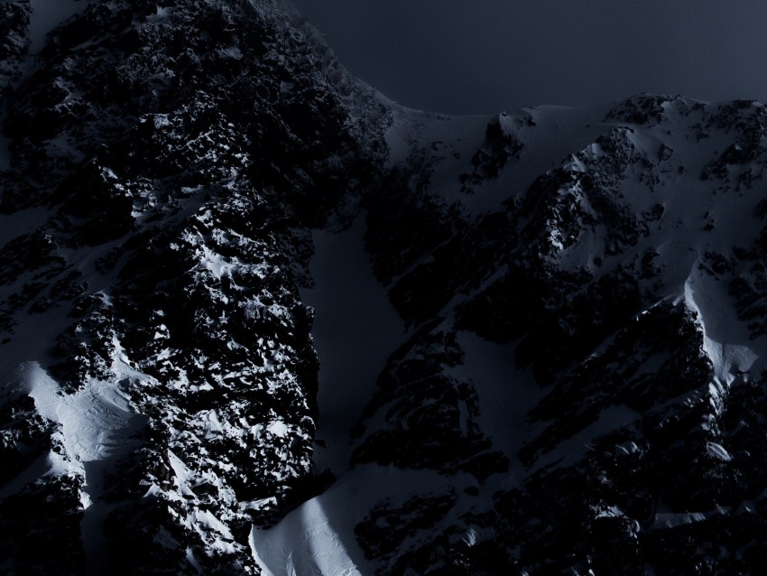 mountain, peak, snowy, fog, dark, tyrol, stubai