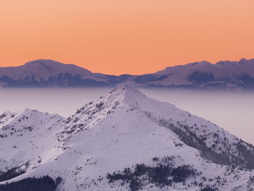 Mountain Peak Snowy Sky Landscape Background