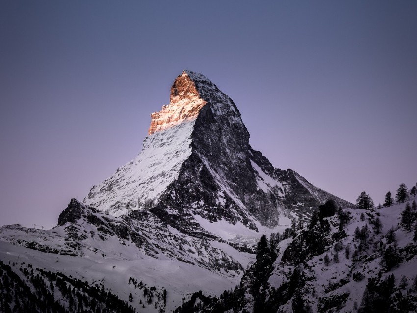 mountain, peak, snowy, zermatt, switzerland