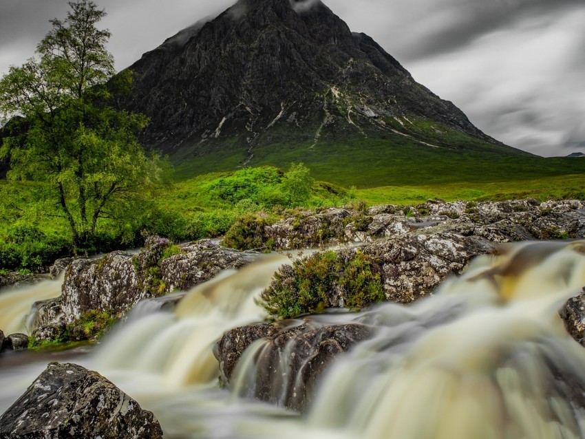 Mountain River Stream Stones Water Background