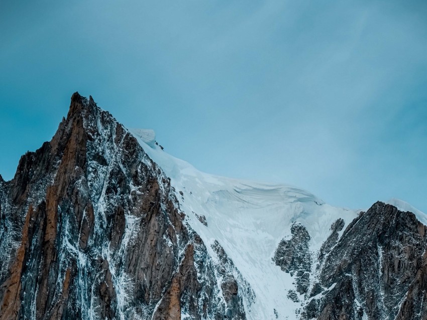 mountain, rock, cliff, peak, snow