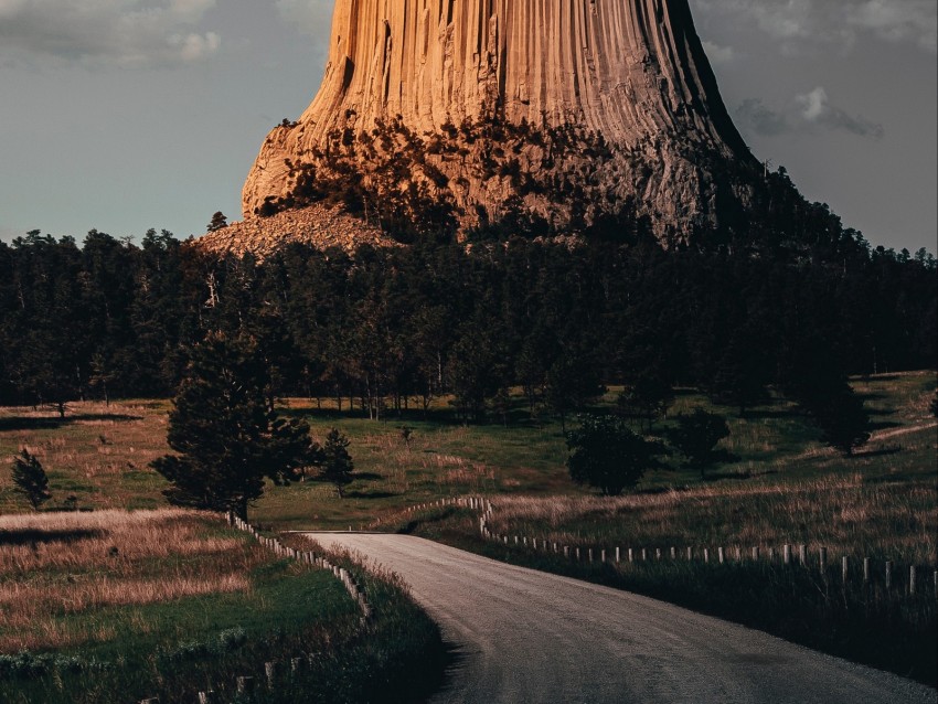 mountain, rock, road, trees, landscape