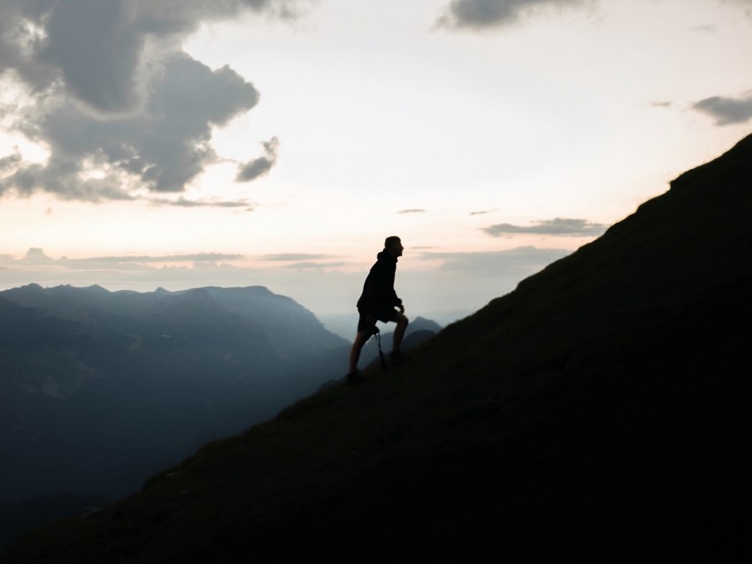 mountain, silhouette, rise, night, motivation