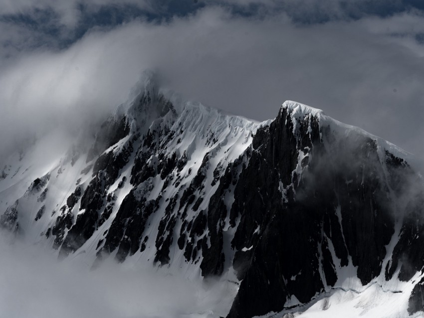 Mountain Snow Fog Peak Antarctica Background