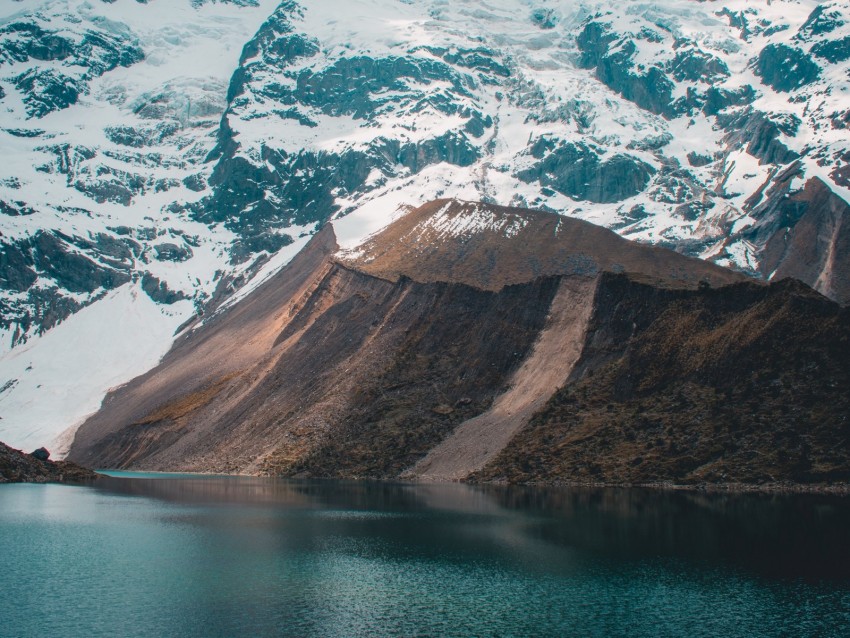 mountain, snow, lake, laguna humantay, peru