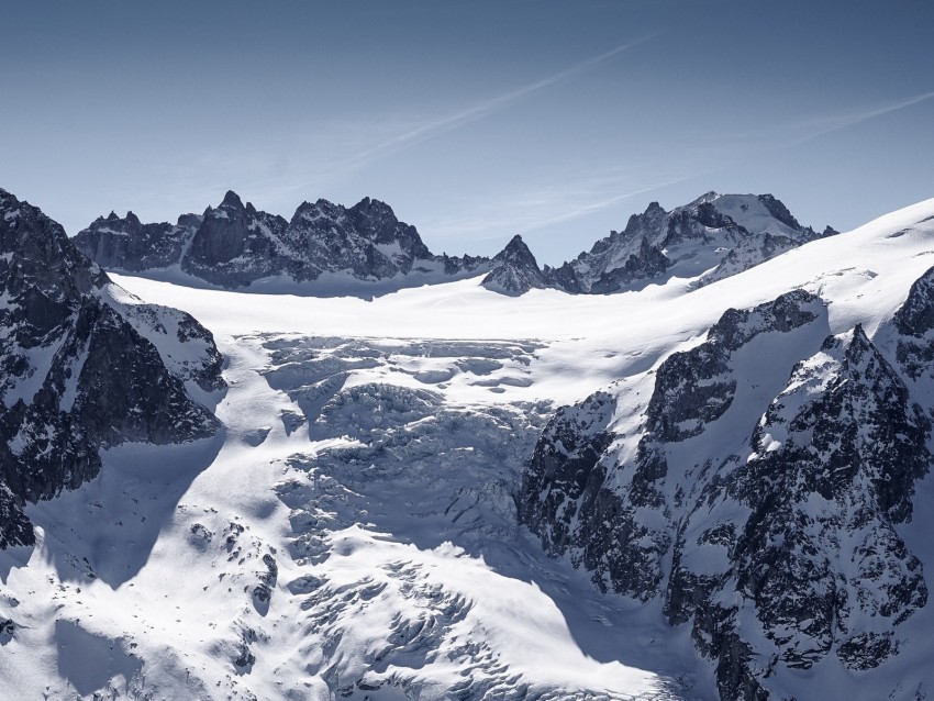 mountain, snow, slope, rocks, mont blanc, switzerland