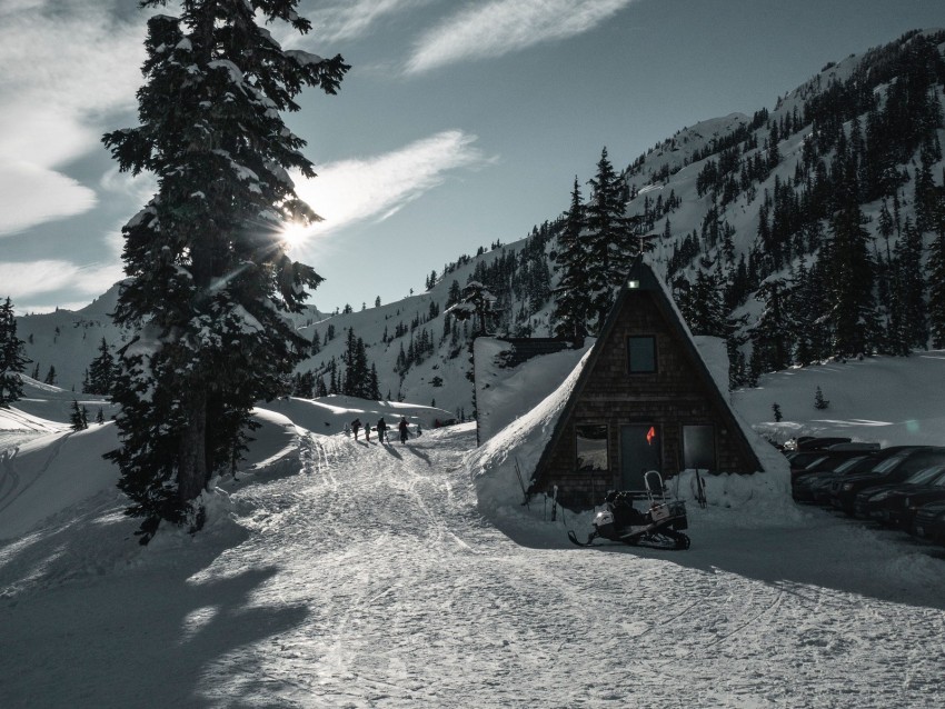 mountain, snowy, snow, house, winter, resort