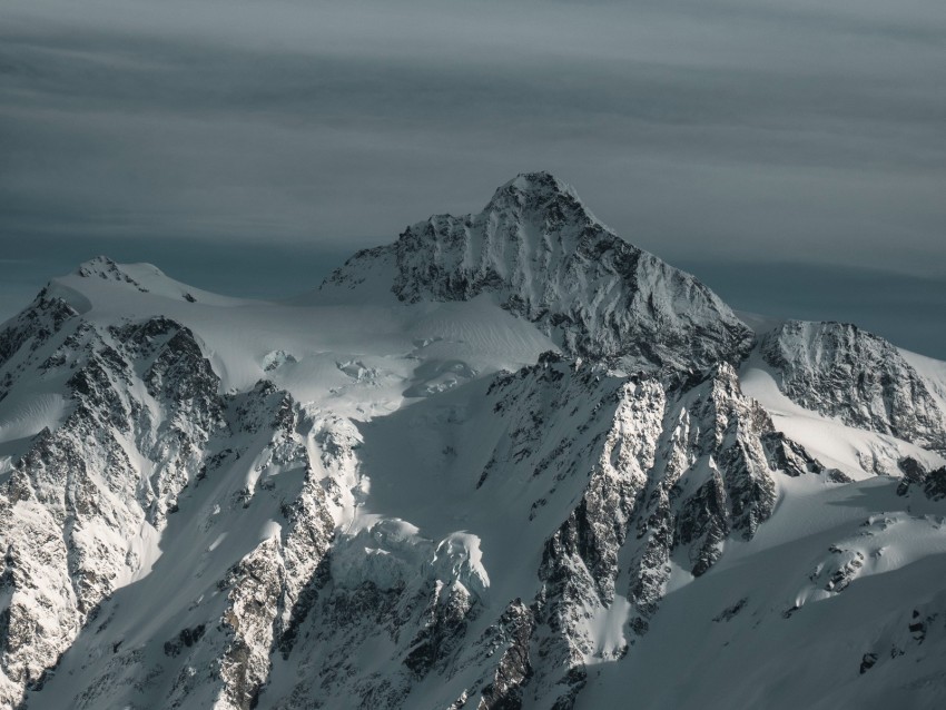 Mountain Snowy Snow Winter Peaks Sky Background