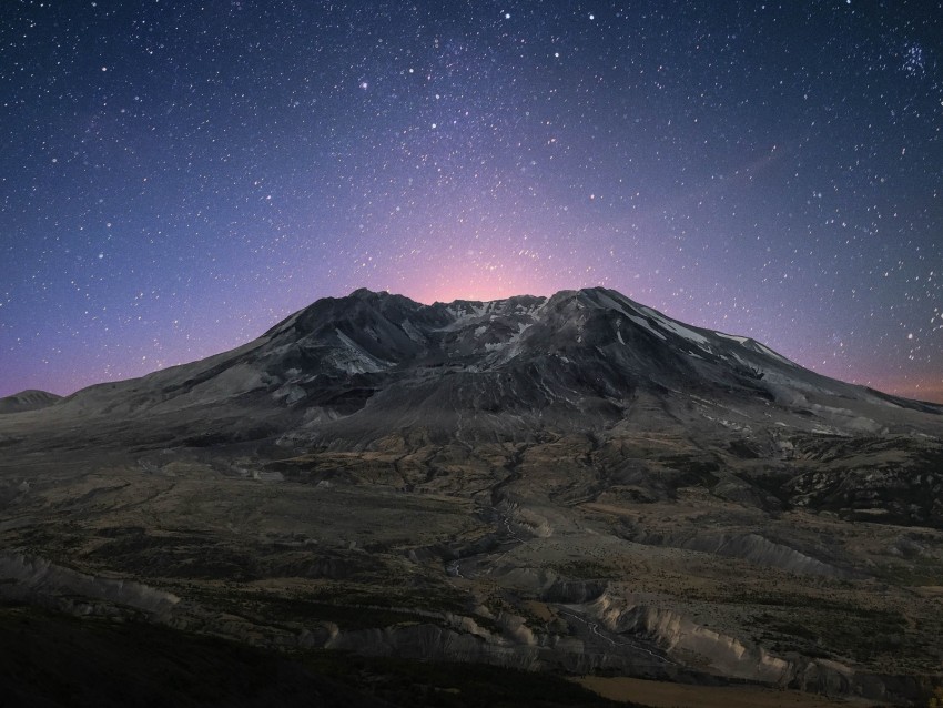 Mountain Starry Sky Stars Night Mountain Landscape Background