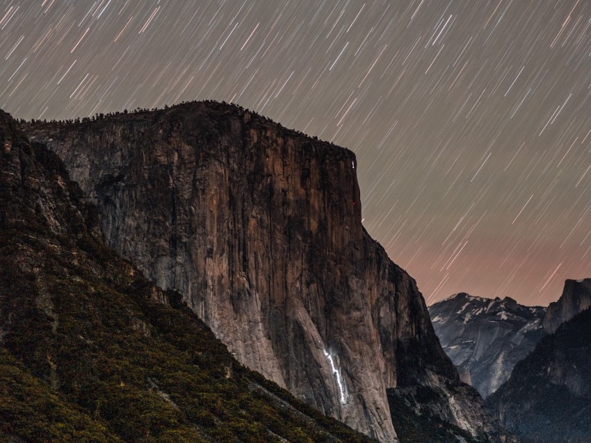 Mountain Starry Sky Stars Night Shine Background