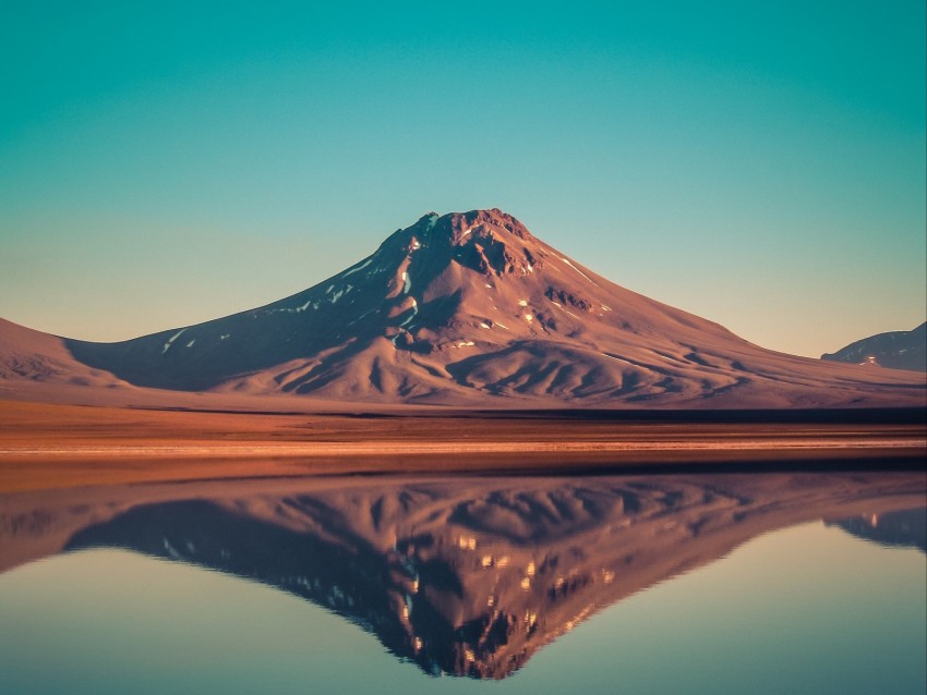 mountain, water, reflection, laguna, chile