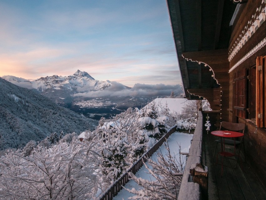 mountains, balcony, landscape, rest, alps, travel