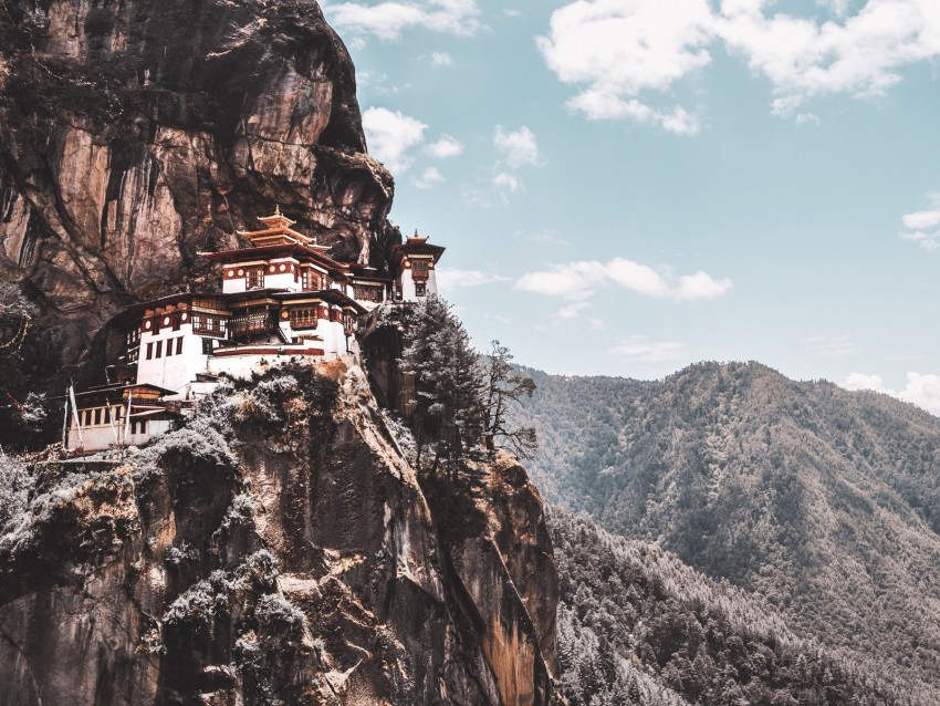 mountains, building, pagoda, temple, architecture