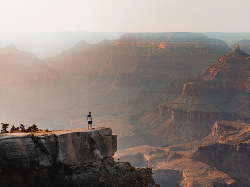 mountains, cliff, man, rock, height