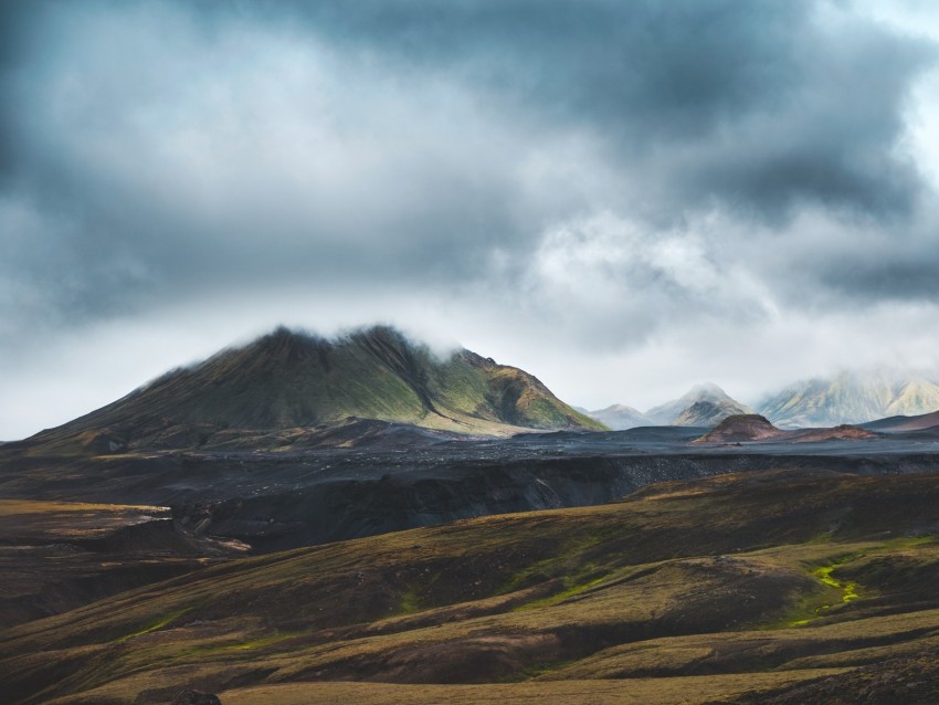 Mountains Clouds Landscape Nature Iceland Background