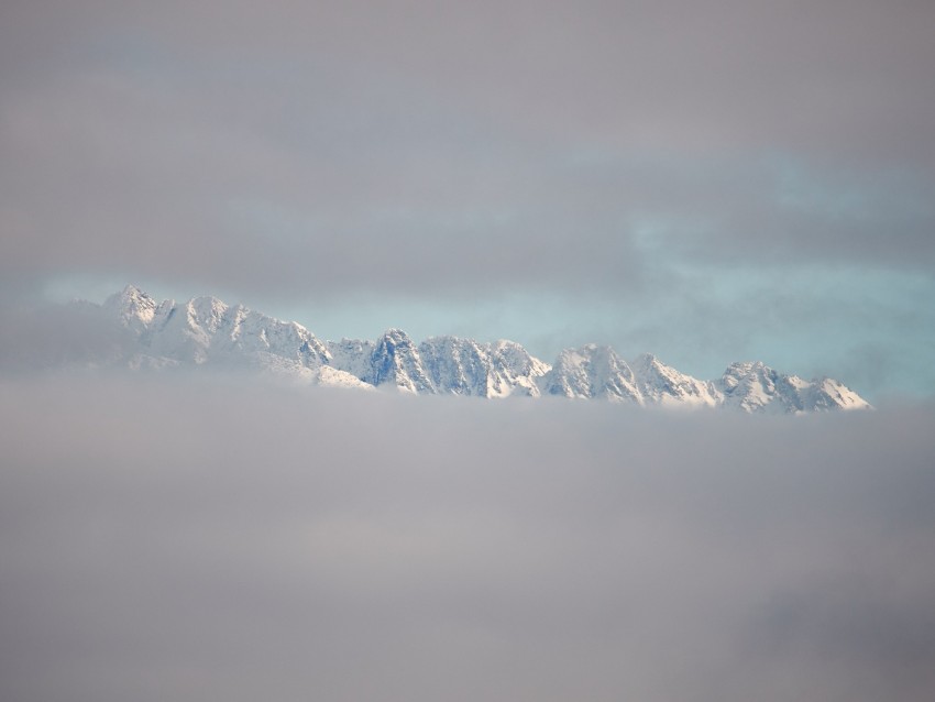 Mountains Clouds Peaks Snowy Snow Background