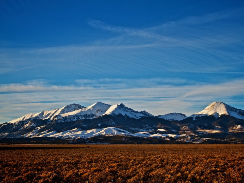 Mountains Colorado Peaks Snowy Horizon Sky Background