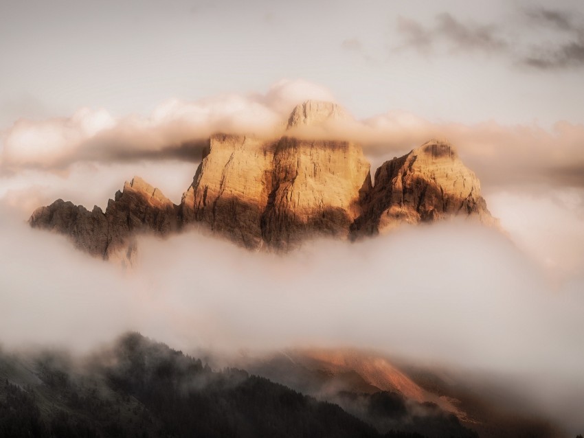 Mountains Fog Clouds Monte Pelmo Dolomites Italy Background