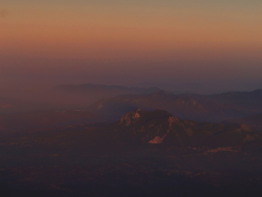 Mountains Fog Height Dusk Moon Background