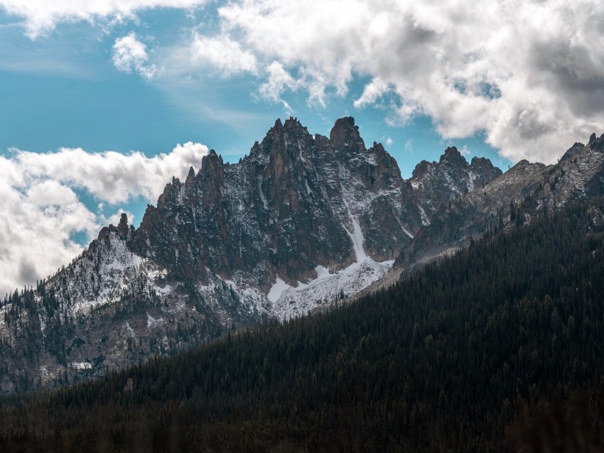 Mountains Forest Clouds Nature Landscape Background