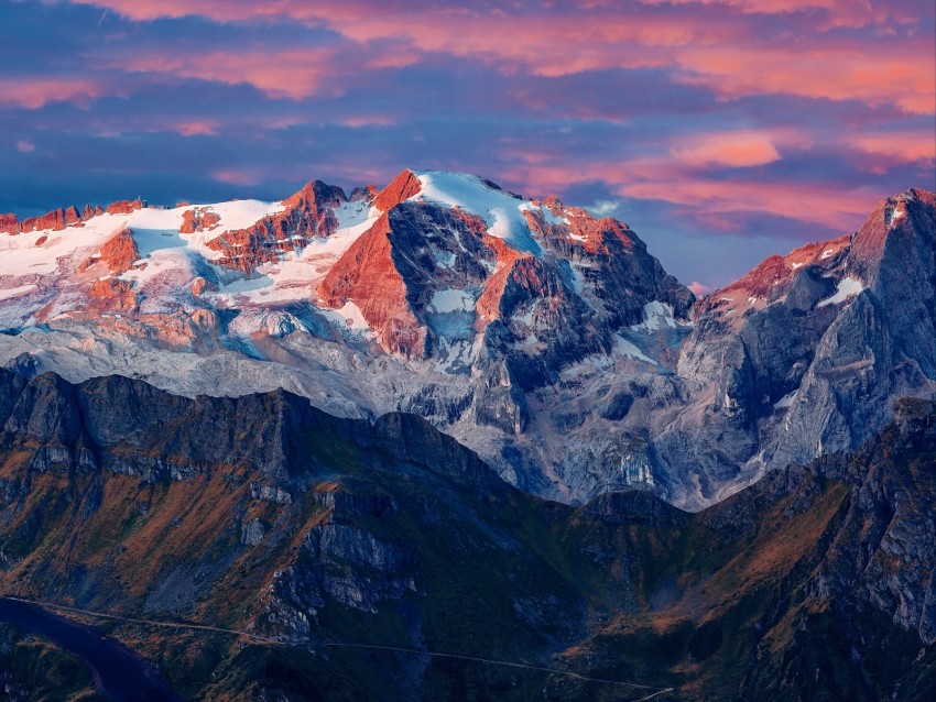 mountains, glacier, summit, marmolada glacier, colfosco, italy