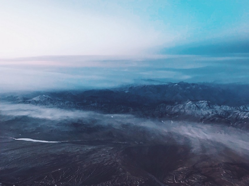 Mountains Height Clouds Tops Aerial View Background