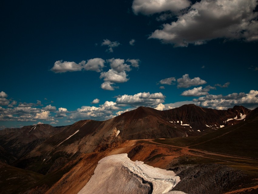 mountains, hills, clouds, landscape, nature