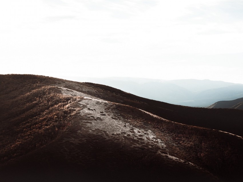 mountains, hills, sky, fog, landscape