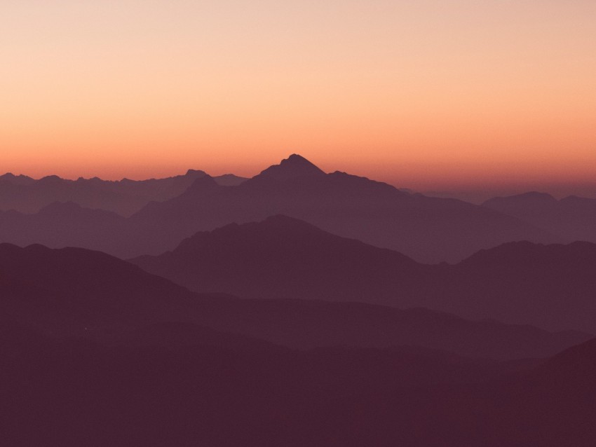 Mountains Horizon Outlines Sunset Sky Background